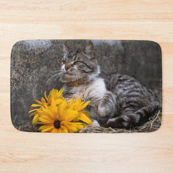 Item preview, Tabby Cat with Bright Summer Flowers designed and sold by EllenNortt.