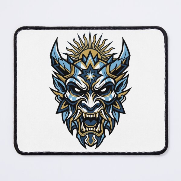 Item preview, Argentina Tribal Warrior - Light Blue Oni Mask designed and sold by FootballCrazy10.