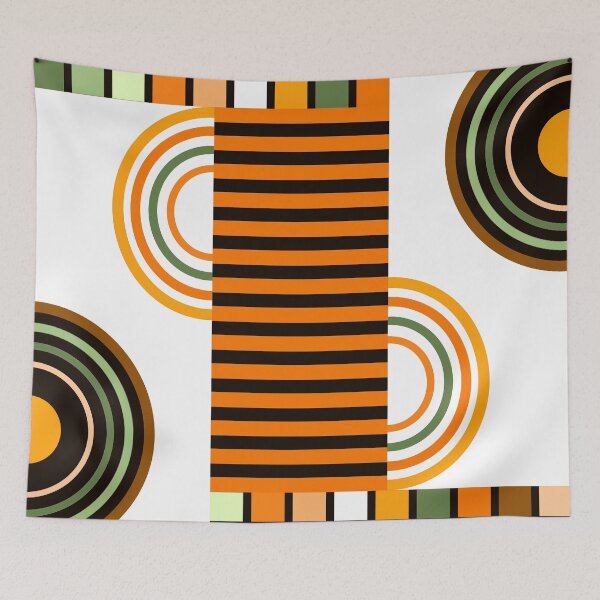 Artikelvorschau, Abstrakte Retro-Bauhaus-Designs in Orange, Grün und Weiß entworfen und verkauft von DEC02.