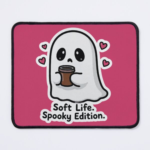 Item preview, Soft Life Spooky Edition Ghost Coffee Cute Funny Design designed and sold by BooDesignStudio.