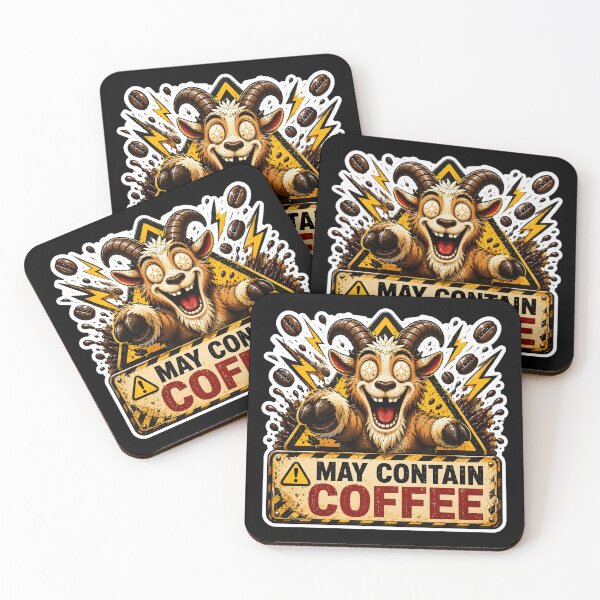 Item preview, ⁠May Contain Coffee Funny Goat Sticker designed and sold by Easternpantry.