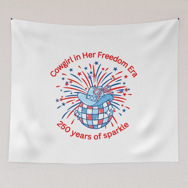 Item preview, In Her Freedom Era 250 Years Sparkle Fireworks Disco Ball Cowgirl USA 1776 Patriotic 4th of July T-Shirt designed and sold by Daily Mood Studio.