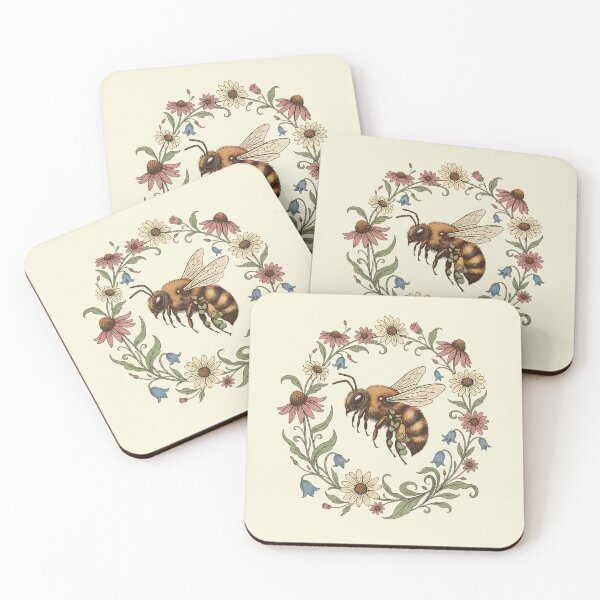 Item preview, Vintage Honey Bee Floral Garden Wreath Nature designed and sold by BirdsnStuff.