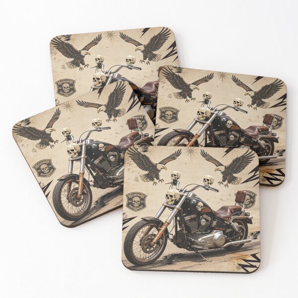 Item preview, Retro Biker Motorcycle and Eagles Illustration designed and sold by wojtas90.