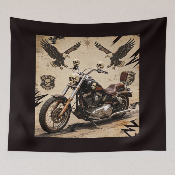 Item preview, Retro Biker Motorcycle and Eagles Illustration designed and sold by wojtas90.
