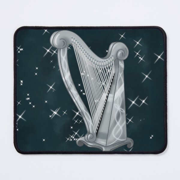 Item preview, Silver celtic harp designed and sold by AssortedDrawings.