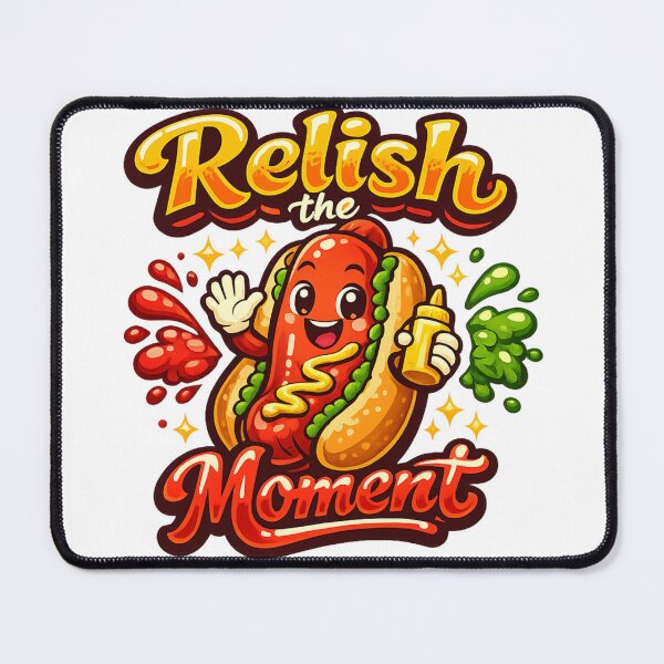 Item preview, Relish The Moment Cute Hot Dog Funny Food Lover Cartoon Design designed and sold by Wear Sculpt.