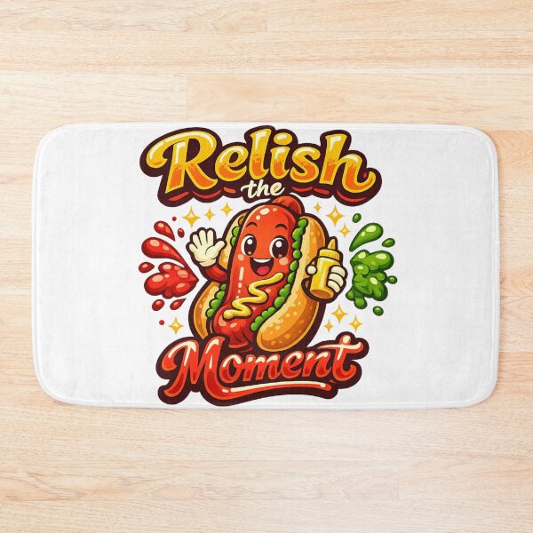 Item preview, Relish The Moment Cute Hot Dog Funny Food Lover Cartoon Design designed and sold by Wear Sculpt.