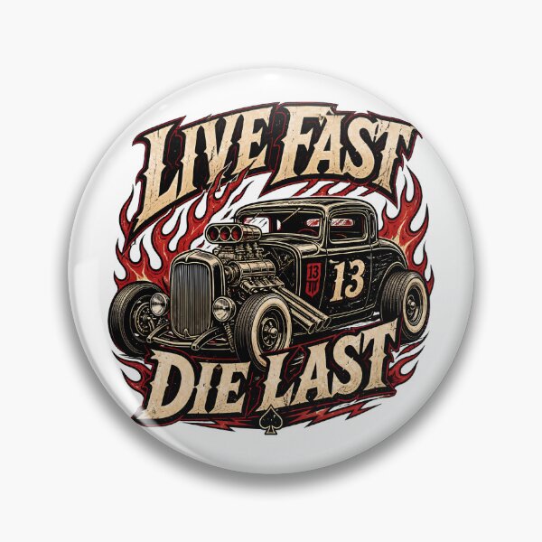 Item preview, Live Fast Die Last - Vintage Flaming Hot Rod 13 designed and sold by saamessart.