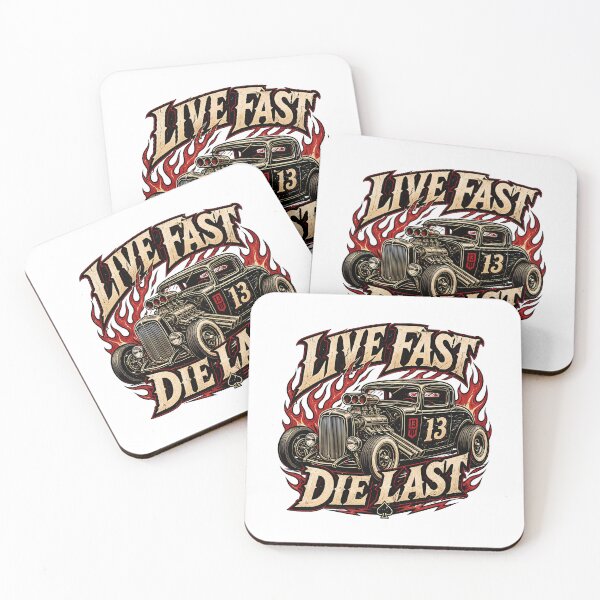 Item preview, Live Fast Die Last - Vintage Flaming Hot Rod 13 designed and sold by saamessart.