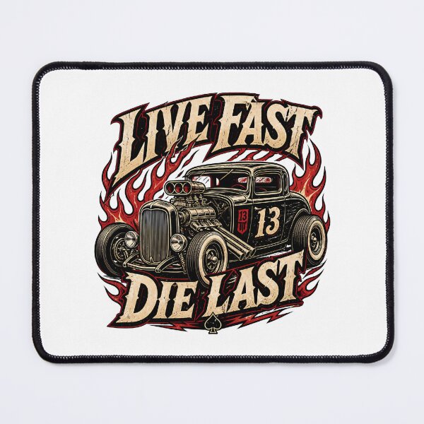 Item preview, Live Fast Die Last - Vintage Flaming Hot Rod 13 designed and sold by saamessart.