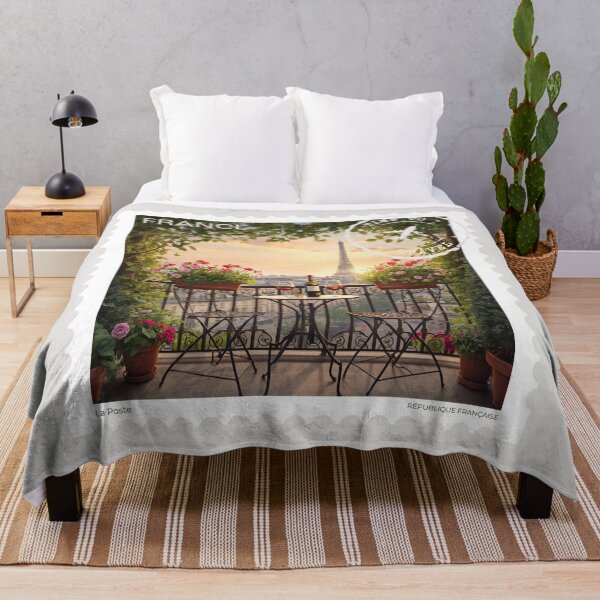 Item preview, Paris Balcony Postage Stamp – Eiffel Tower Sunset & French Romance Art designed and sold by Timeless Decor.