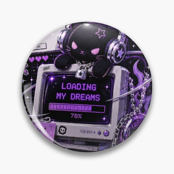 Item preview, Cyber Y2K Retro Anime Cat PC Loading Dreams designed and sold by MangaStix07.