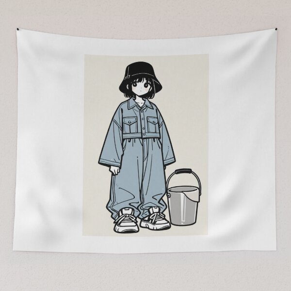 Item preview, Fashion - Man in Blue Top Bucket Hat Baggy Jeans Streetwear Anime designed and sold by AnimeShin.