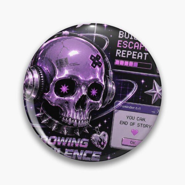 Item preview, Cyber Y2K Skull Growing In Silence Focus Build Escape designed and sold by MangaStix07.