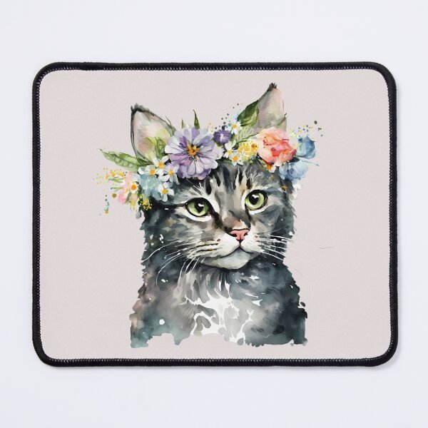 Item preview, Cat in a Blooming Floral Wreath designed and sold by FloreDreamStudio.