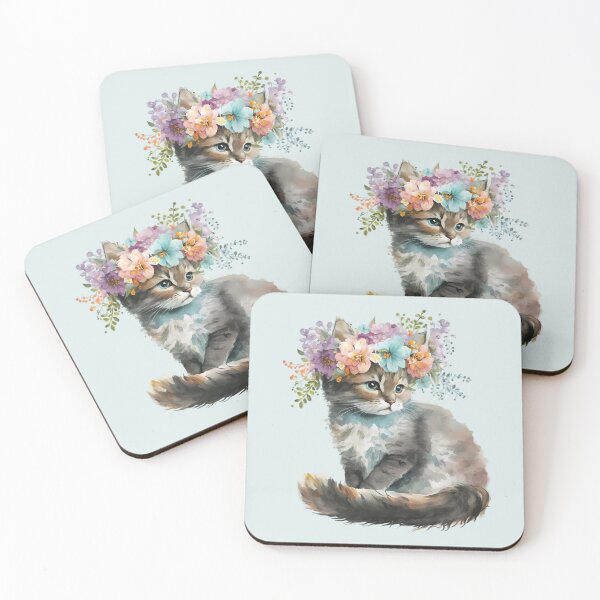 Item preview, Kitten with a Floral Crown designed and sold by FloreDreamStudio.