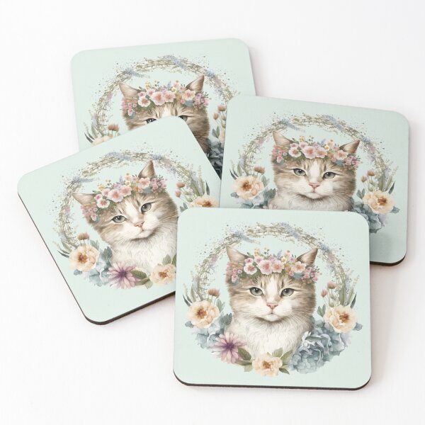 Item preview, Cream Cat Surrounded by Flowers designed and sold by FloreDreamStudio.