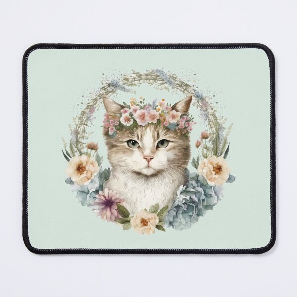 Item preview, Cream Cat Surrounded by Flowers designed and sold by FloreDreamStudio.
