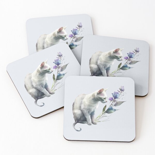 Item preview, Wildflowers and White Cat designed and sold by FloreDreamStudio.
