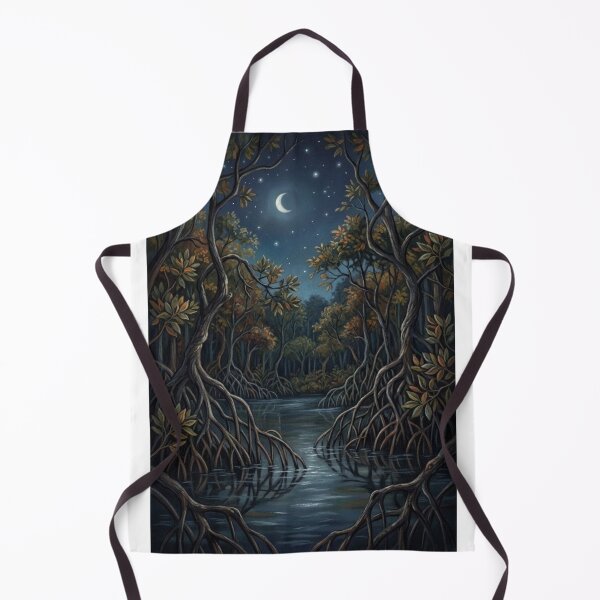 Item preview, MAGICAL MANGROVE FOREST UNDER THE CRESCENT MOON AND STARS MYSTICAL ART designed and sold by Curiosiart.