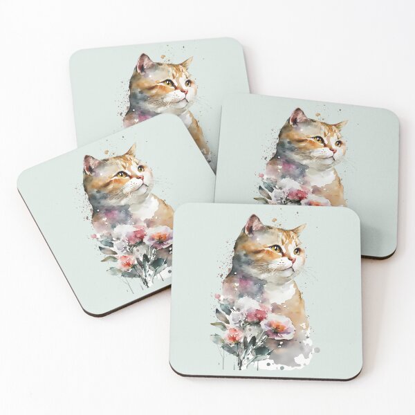 Item preview, Enchanted Floral Cat Watercolor designed and sold by FloreDreamStudio.