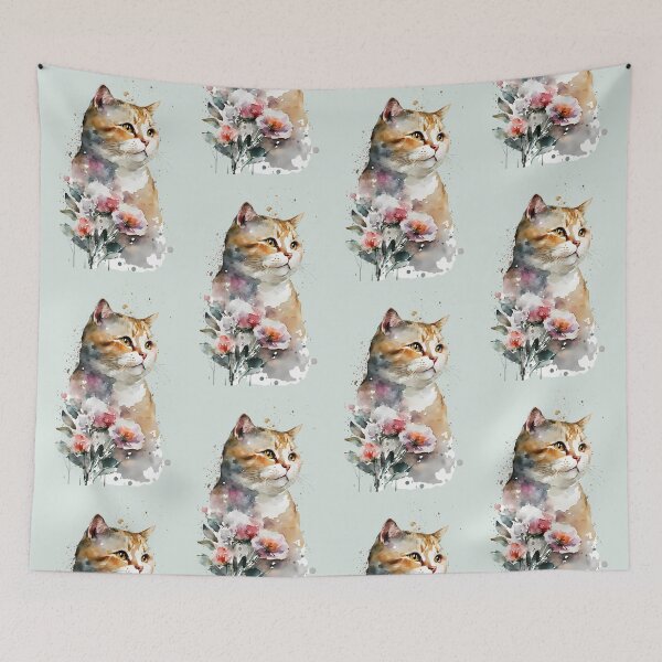 Item preview, Enchanted Floral Cat Watercolor designed and sold by FloreDreamStudio.