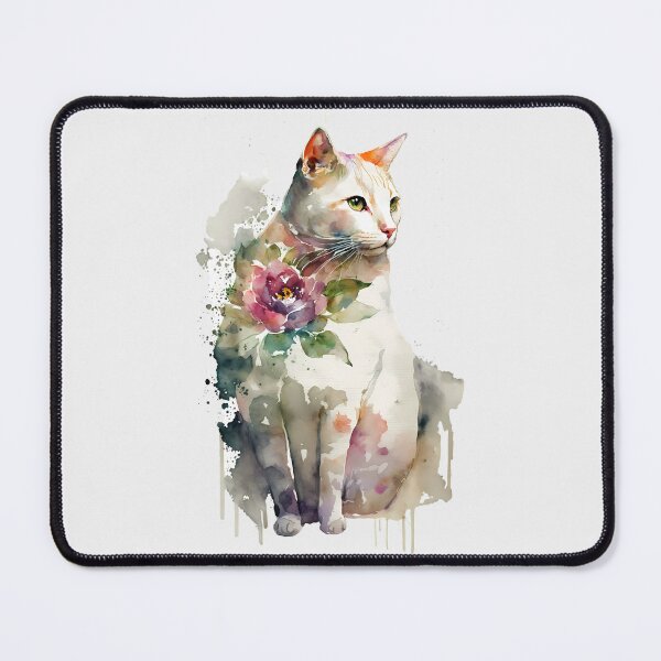 Item preview, Botanical White Cat Illustration designed and sold by FloreDreamStudio.