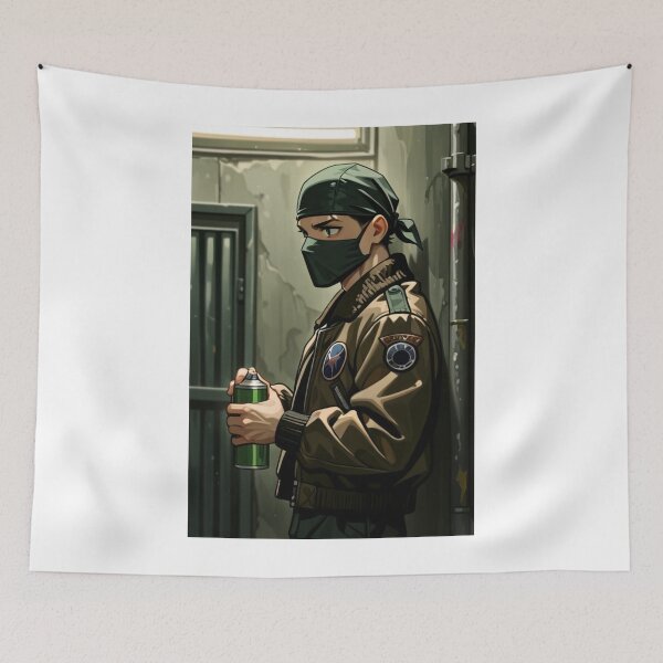 Item preview, Fashion - Man in Brown Bomber Jacket Spray Can Streetwear Anime Variant 3 designed and sold by AnimeShin.