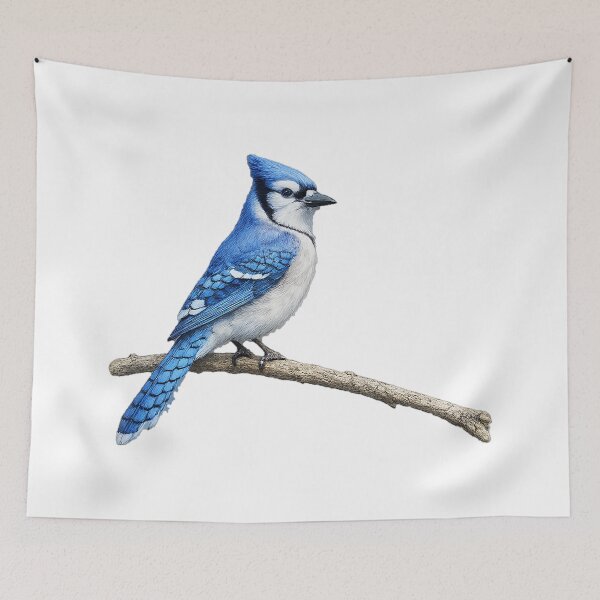 Item preview, Blue Jay on Branch – Realistic Bird Art designed and sold by Moshop08.