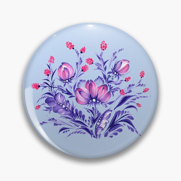 Item preview, Purple-pink flowers, Ukraine art, Petrykivka style, author's drawing designed and sold by Sunflower-7.