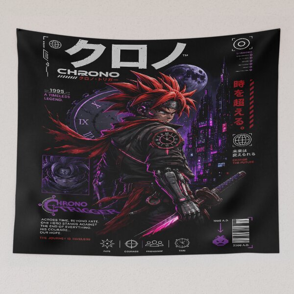 Item preview, Chrono trigger- neon future hero synthwave -cyberpunk aesthetic design designed and sold by Trinidesigns123.