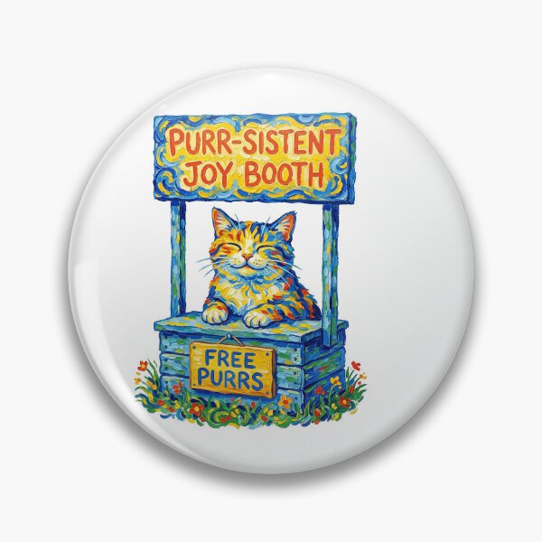 Item preview, PurrSistent Joy Booth Cat Illustration designed and sold by TeeARTHY.