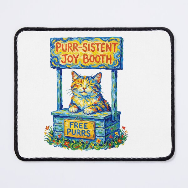 Item preview, PurrSistent Joy Booth Cat Illustration designed and sold by TeeARTHY.