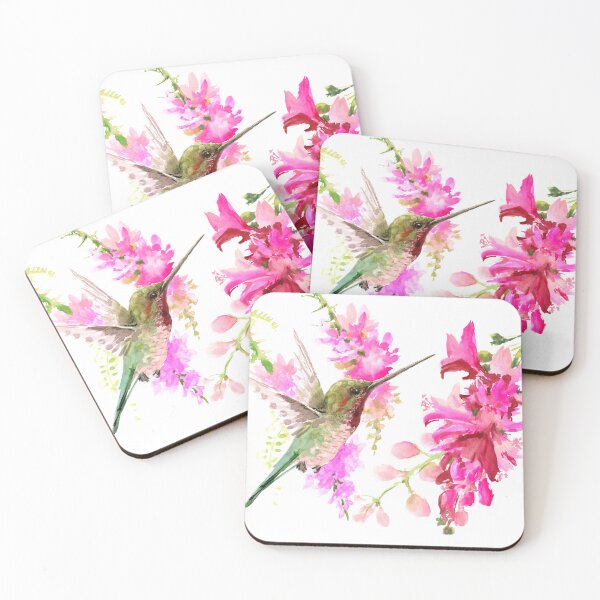Item preview, Hummingbird and Pink Flowers designed and sold by surenart.
