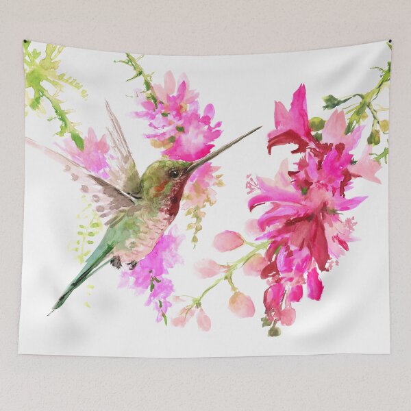 Item preview, Hummingbird and Pink Flowers designed and sold by surenart.