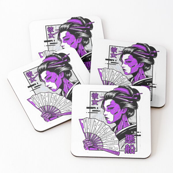 Item preview, Neon Cyberpunk Geisha Ukiyo-e Retro Manga Art designed and sold by EKHOAISTORE.