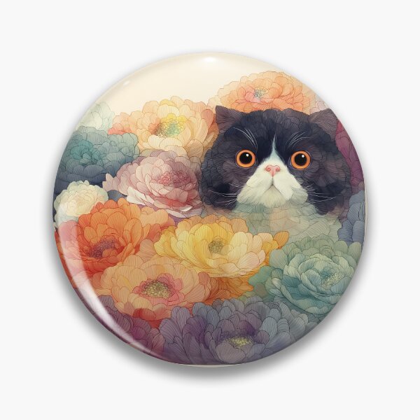 Item preview, Black and White Cat in a Sea of Flowers designed and sold by FloreDreamStudio.