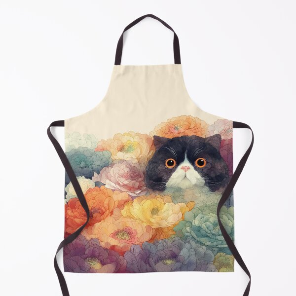 Item preview, Black and White Cat in a Sea of Flowers designed and sold by FloreDreamStudio.