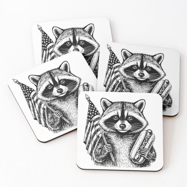Item preview, Raccoon Holding American Flag And Hotdog designed and sold by kamrankhan.