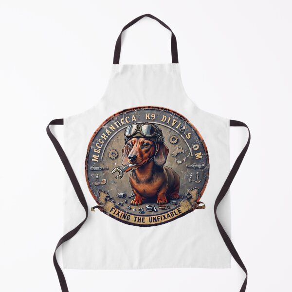 Item preview, Dachshund Mechanic Vintage Badge Wiener Dog Garage designed and sold by PawsRetroStudio.