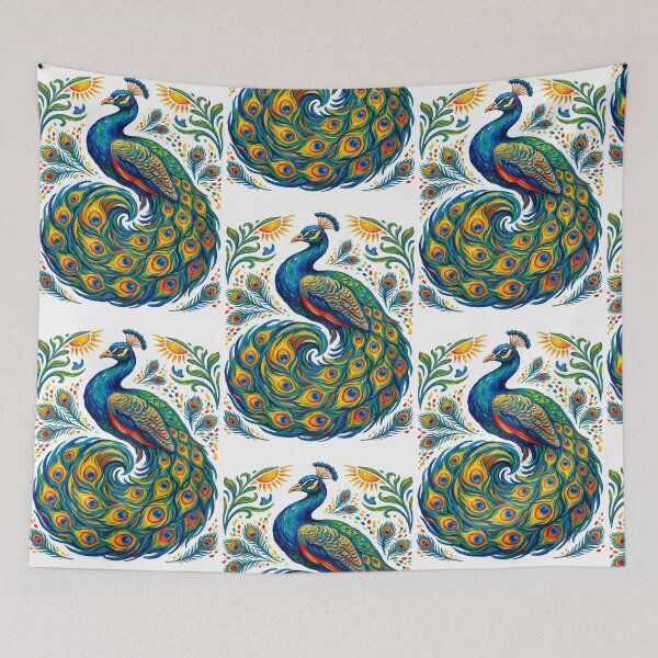 Item preview, Colorful Folk Art Peacock designed and sold by TeeARTHY.