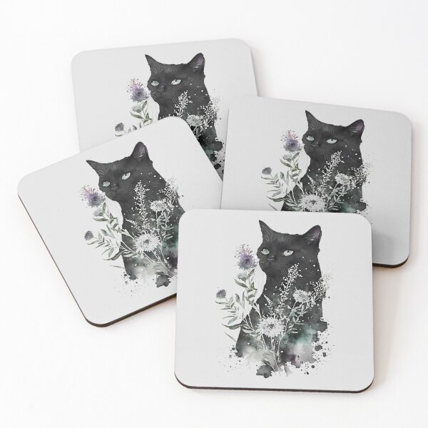 Item preview, Botanical Black Cat Portrait designed and sold by FloreDreamStudio.