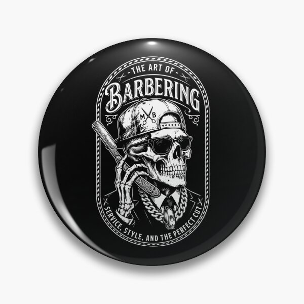 Item preview, Barbering Skull Art Vintage Badge Design designed and sold by Majnon8bp.