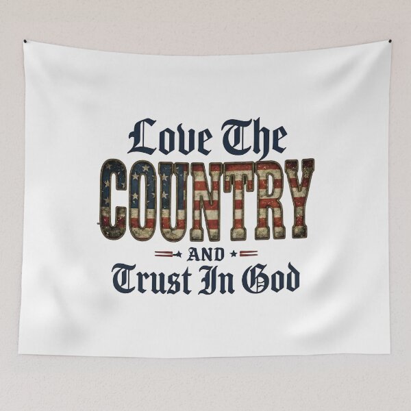 Item preview, Love The Country Trust In God - Patriotic Faith American Flag Design designed and sold by laughingshirts.
