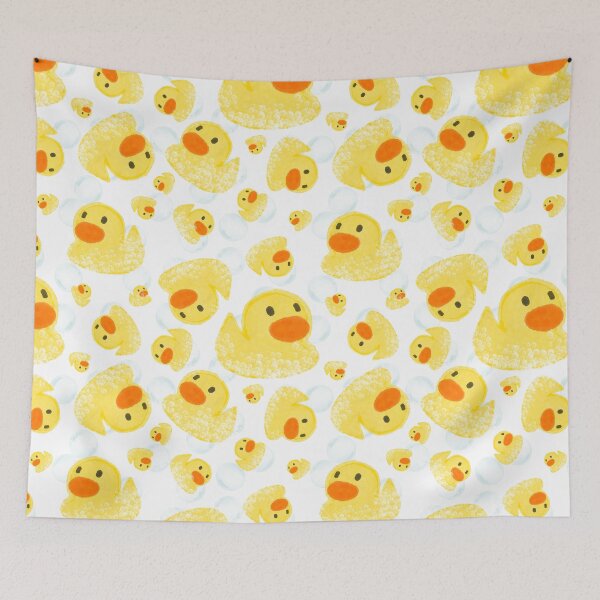 Item preview, Rubber Duck Bath Pattern with Bubbles | Cute Duck Bathroom Design designed and sold by HaileesHollow.