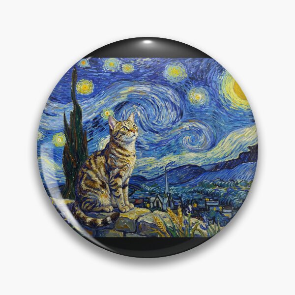 Item preview, Starry Night Cat Van Gogh Style designed and sold by TeeARTHY.