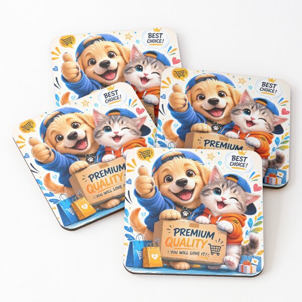 Item preview, Cute Puppy and Kitten Friends – Sweet Pastel Animal Art designed and sold by sadeek1021953Ss.