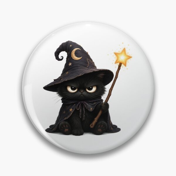 Item preview, Grumpy Warlock Kitten with Magic Wand designed and sold by BeautifulVibe.