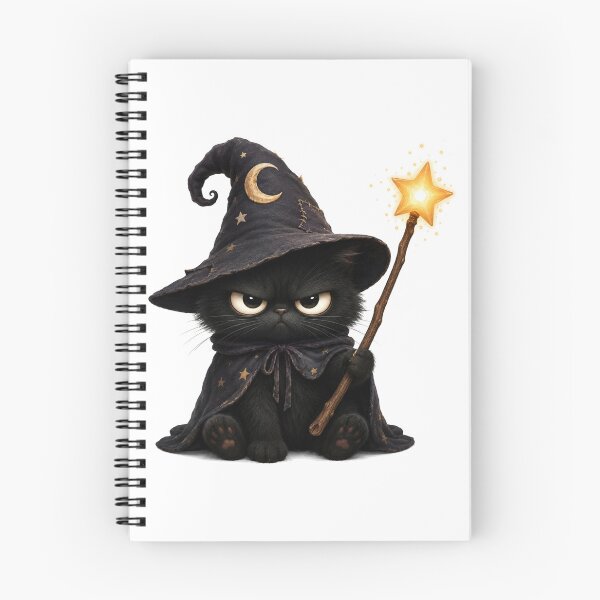 Item preview, Grumpy Warlock Kitten with Magic Wand designed and sold by BeautifulVibe.